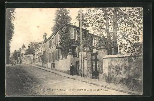 AK Ville-d'Avray, Le Monument de Gambetta et l'Avenue