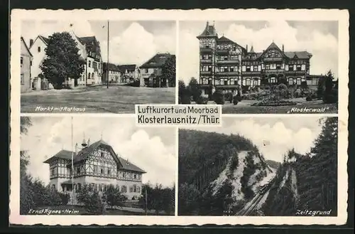 AK Klosterlausnitz / Thür., Markt mit Rathaus, Ernst Agnes Heim