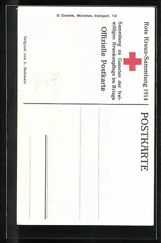 Künstler-AK Ludwig Hohlwein: Verwundeter Soldat, Rote Kreuz Sammlung 1914