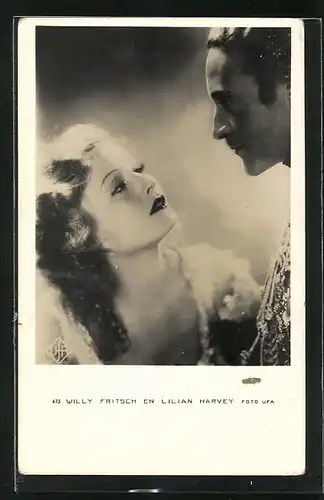 AK Schauspieler Lilian Harvey und Willy Fritsch in einem gemeinsamen Film