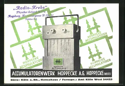 AK Köln a. Rh., Accumulatorenwerk Hoppecke A. G., Hansahaus, Accumulator