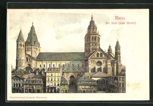 Relief-AK Mainz, Der Dom vom Markt