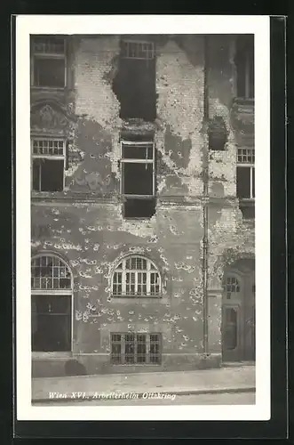 AK Wien-Ottakring, beschädigtes Arbeiterheim, Februarkämpfe 1934