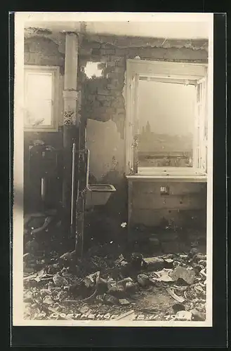 AK Wien, zerstörtes Haus im Goethehof, Februarkämpfe 1934