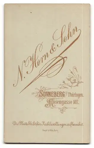 Fotografie N. Horn & Sohn, Sonneberg i / Th., Portrait bürgerlicher Herr mit Seitenscheitel im Anzug