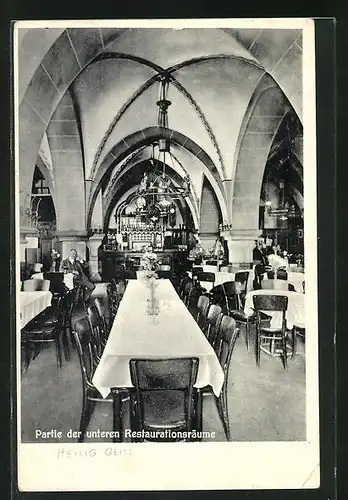 AK Mainz, Partie der unteren Restaurationsräume von der Gaststätte Heilig Geist