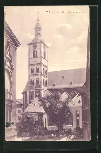 AK Mainz, Teilansicht der St. Emeranskirche