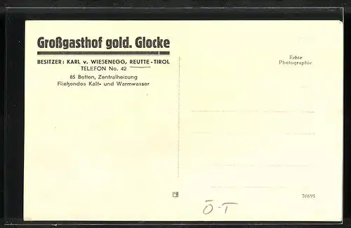 AK Reutte, Gasthof Goldene Glocke