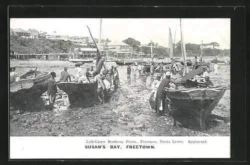 AK Freetown, Susan`s Bay, Boote auf dem Trockenen