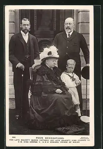 AK Königin Victoria von England mit dem späteren König Edward VII, König George V. und Edward, Prince of Wales