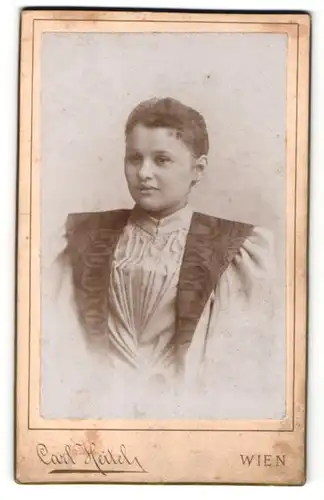 Fotografie Carl Heitel, Wien, Portrait Fräulein mit zusammengebundenem Haar
