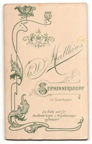 Fotografie E. W. Matthias, Seifhennersdorf, Portrait Mädchen mit zusammengebundenem Haar