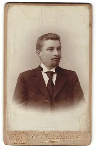 Fotografie Fr. Rose, Wernigerode, Portrait junger Herr mit Oberlippen- und Zickenbart
