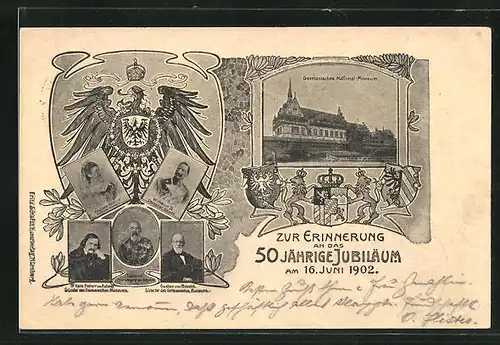 AK Ganzsache Bayern PP7C49 /02: Nürnberg, 50 jähr. Jubiläum des Germanischen National-Museums 1902, Prinzregent Luitpold