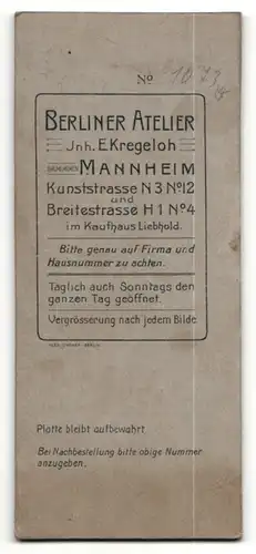 Fotografie E. Kregeloh, Mannheim, junger Herr in Anzug mit Stehkragen