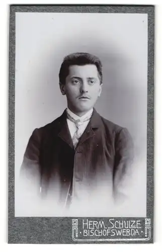 Fotografie Herm. Schulze, Bischofswerda, Portrait stattlicher junger Mann in Krawatte und Jackett