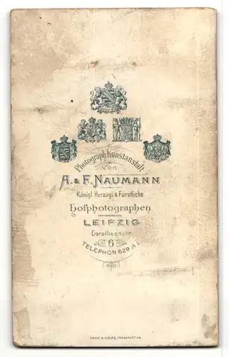 Fotografie A. & F. Naumann, Leipzig, Portrait bezauberndes Baby im weissen Kleidchen mit Schleifen an den Schultern