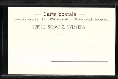 Lithographie Schwyz, Ortsansicht, Frau in Tracht