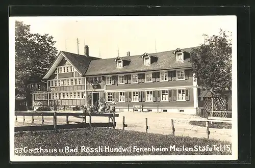 Foto-AK Bad Rössli-Hundwil, Gasthaus u. Bad, Ferienheim Meilen-Stäfa