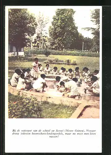 AK Suriname, Bij de waterput van de school op Seroei, Vroeger droeg iedereen boomschors-lendengordels