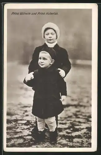 AK Prinz Wilhelm und Prinz Hubertus als Kinder