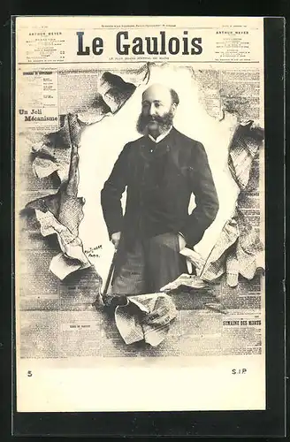 AK Portrait Arthur Meyer mit Bart in Zeitung Le Gaulois