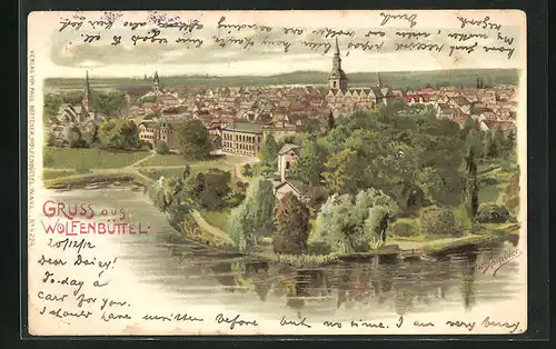 Künstler-AK Erwin Spindler: Wolfenbüttel, Gesamtansicht
