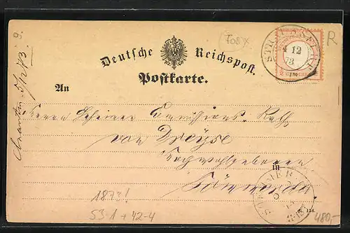Vorläufer-AK Einladung zur Jagd, 1873, Wer nicht absagt kommt!