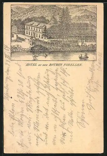 Vorläufer-AK Ilsenburg, 1887, Hotel zu den Rothen Forellen