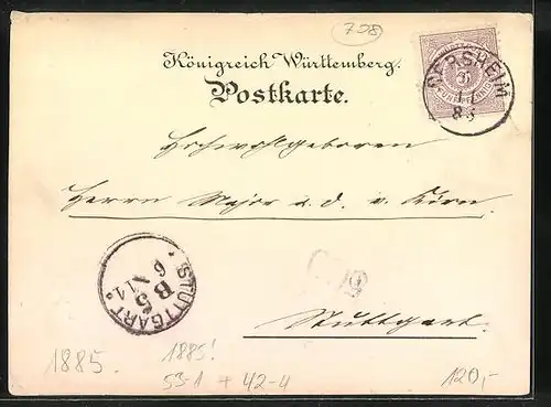 Vorläufer-AK Einladung zur Treibjagd, 1885, C. Frhr. von Neurath