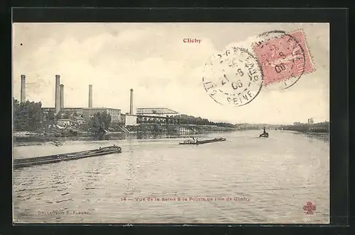 AK Clichy, Vue de la Seine a la Pointe de l`Ille de Clichy