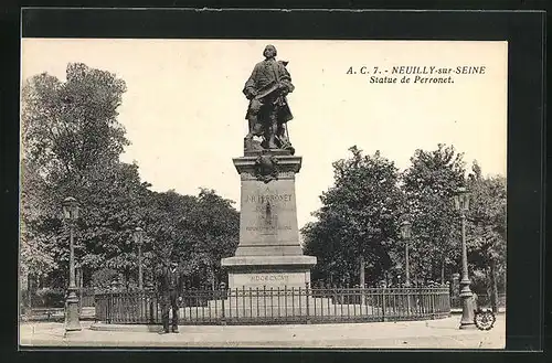 AK Neuilly-sur-Seine, Statue de Perronet