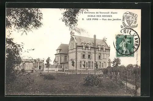 AK Verneuil-sur-Avre, Les Pins, Vue des jardins, Ecole des Roches