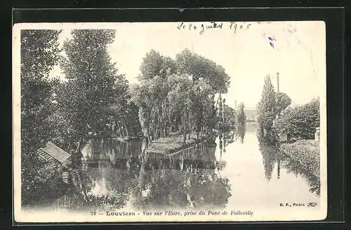 AK Louviers, Vue sur l'Eure, prise du Pont de Folleville