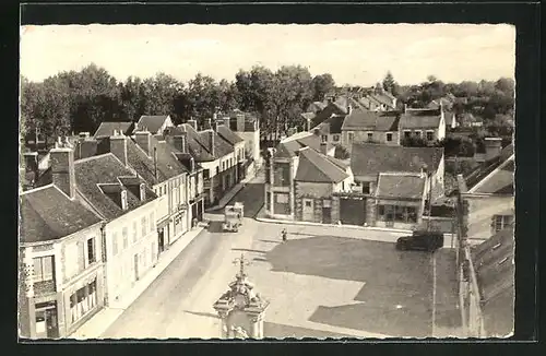 AK Bleneau, Vue prise du Clocher, La Place Chataigner