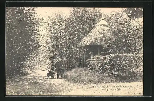 AK Seignelay, La Hutte Gauloise, Vue prise du Parc