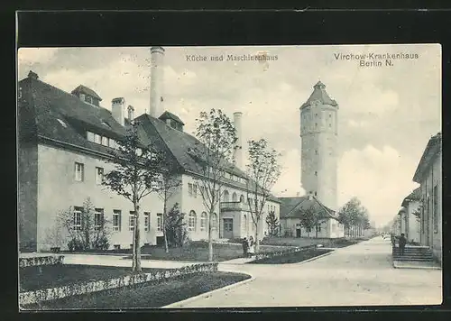 AK Berlin-Wedding, Virchow-Krankenhaus, Küche und Maschinenhaus, Wasserturm