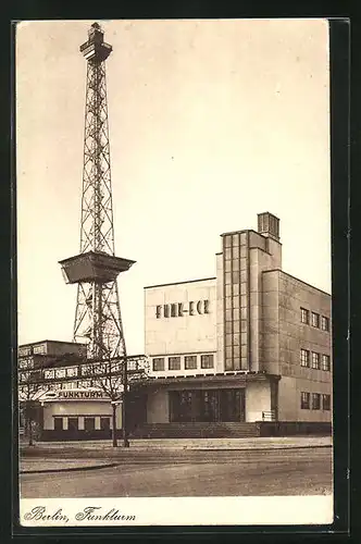 AK Berlin-Charlottenburg, Cafe Funk-Eck und Funkturm