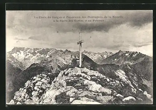 AK La Croix du Gargas et Panorama des Montagnes, de la Muzelle..., Gipfelkreuz
