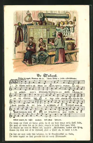 Lied-AK Anton Günther Nr. 9: De Ufenbank, Text und Noten