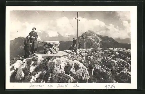 AK Sommet du Grand Som et vue sur Chamechaude, Gipfelkreuz