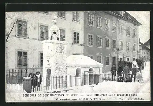 AK La Chaux-de-Fonds, Concours de Constructions de Neige, Organise par L`Impartial, Schneeplastik