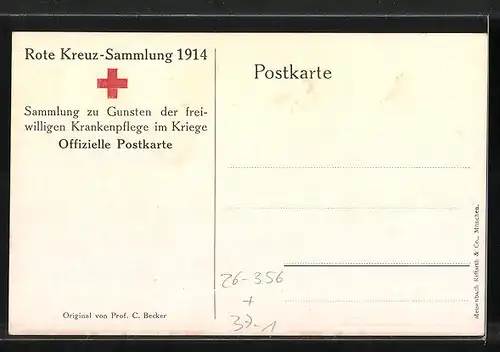 Künstler-AK Carl Becker: Rotes Kreuz, Krankenschwester und Sanitäter