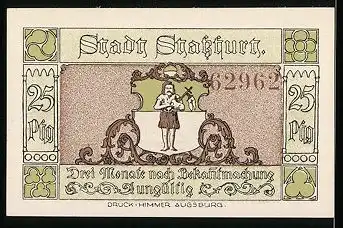 Notgeld Stassfurt 1921, 25 Pfennig, Stadtwappen, Bergmänner machen Rast