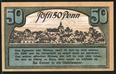Notgeld Ahrensbök 1920, 50 Pfennig, Ortsmotiv, Eule im Wald