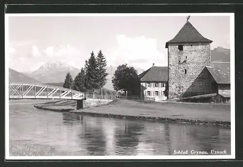 AK Uznach, Brückenpartie am Schloss Grynau