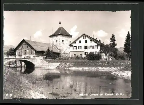 AK Uznach, Flusspartie am Schloss Grynau