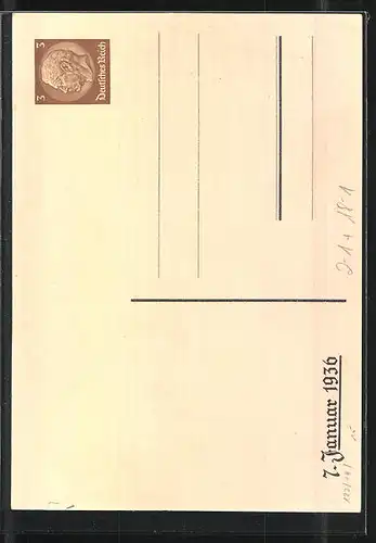 AK 7. Januar 1936, 1. Tag der Briefmarke, , Ganzsache