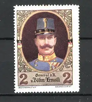 Reklamemarke Porträt General d. K. Eduard von Böhm-Ermoli in Uniform