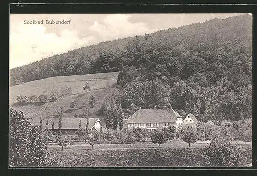 AK Bubendorf, Blick auf Gebäude und bewaldete Hänge